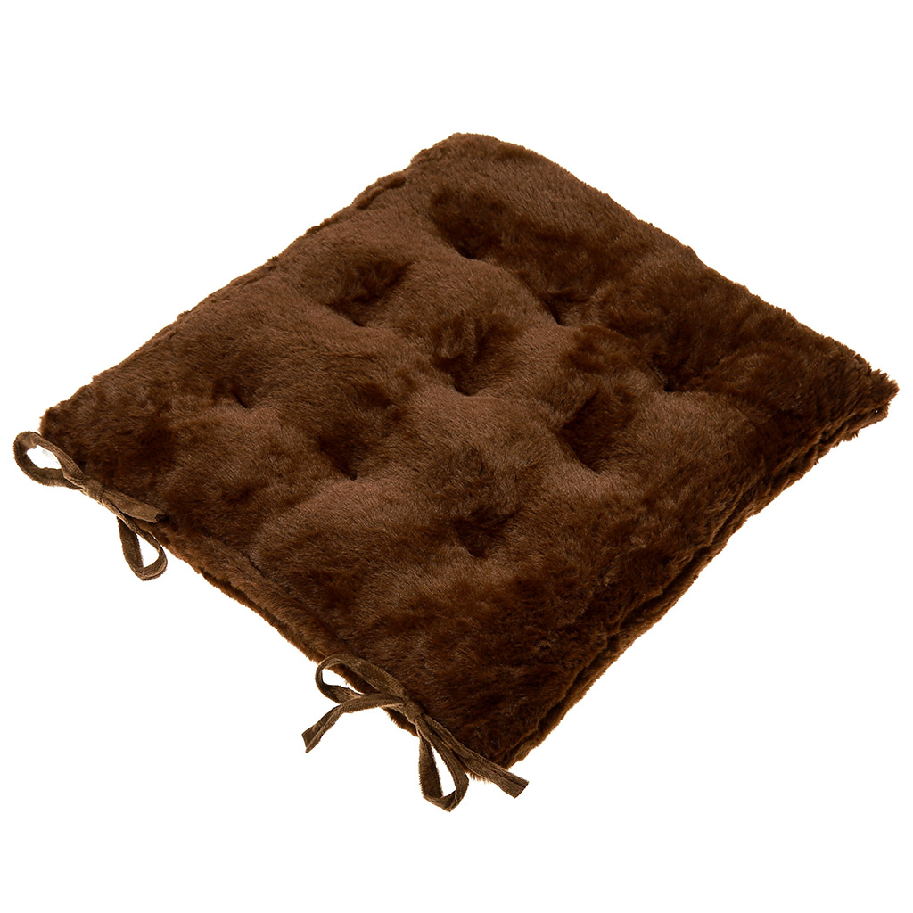 Подушка для стула 38х38х5см "Ласка" коричневый, искусственный мех, 100% полиэстер (наполнитель синтепон) (Китай)
