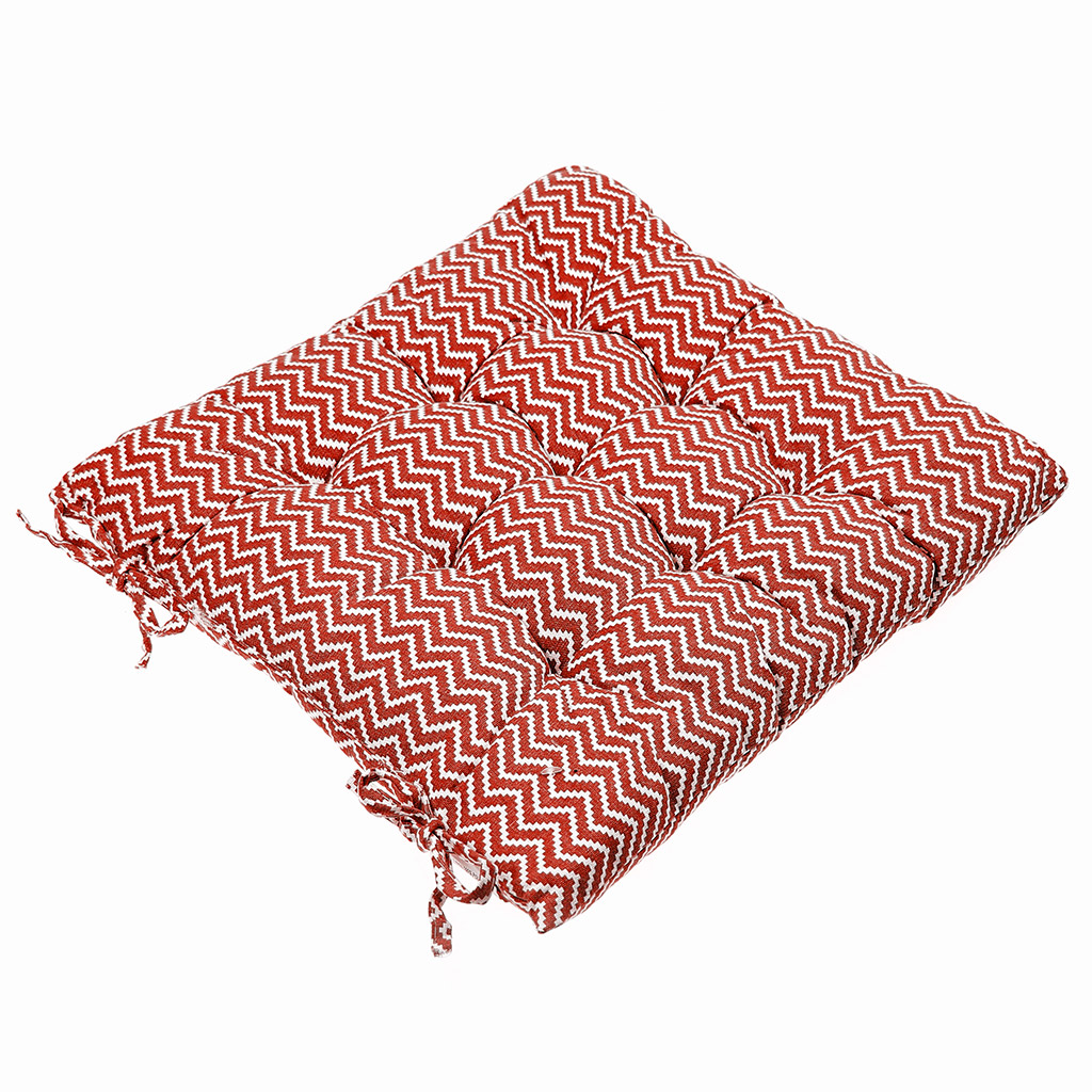Подушка для стула 40х40х5см "Зигзаг" малиновый, 100% полиэстер (наполнитель синтепон) (Китай)