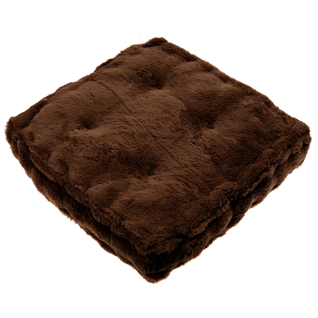 Подушка для сиденья 40х40х7см "Ласка" коричневый, искусственный мех, 100% полиэстер (наполнитель синтепон) (Китай)
