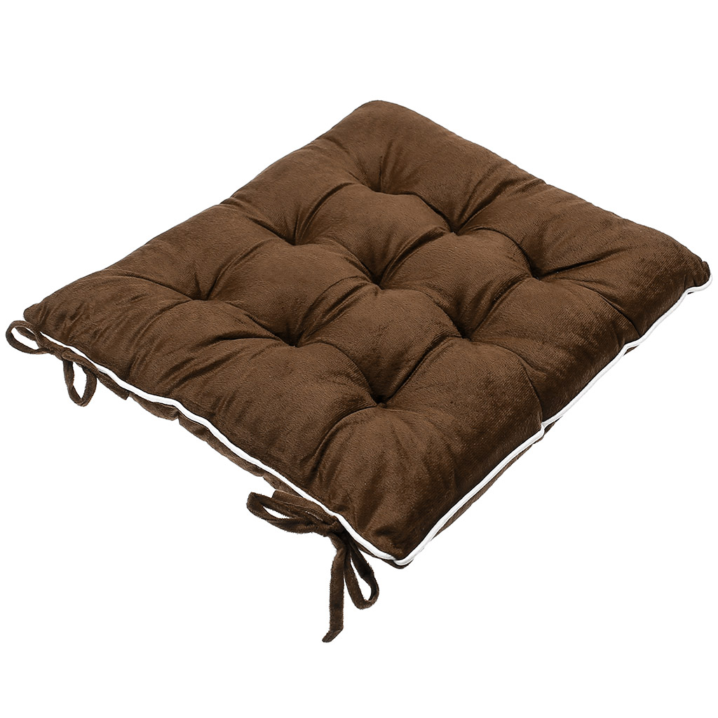 Подушка для стула 40х40х5см "Канны" с кантом, коричневый, велюр, 100% полиэстер (наполнитель синтепон) (Китай)