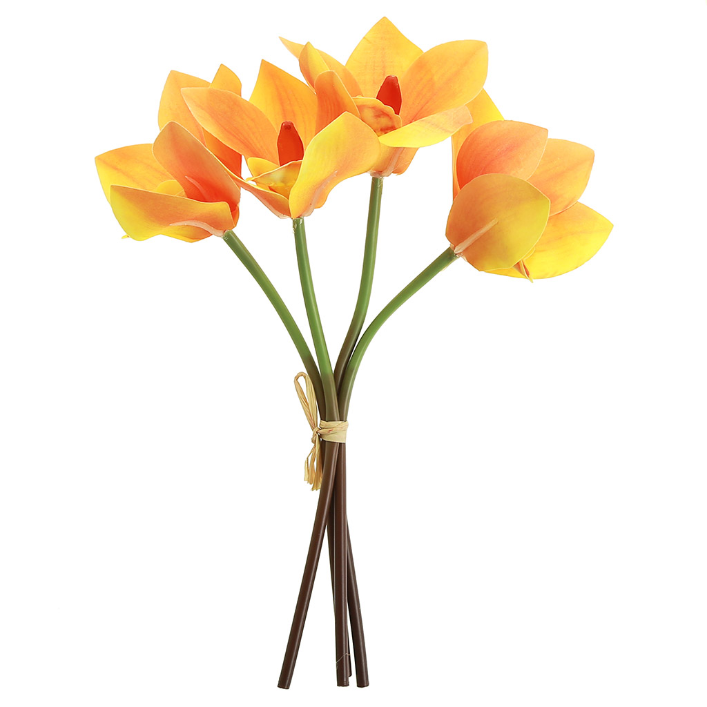Цветок "Орхидея" цвет - оранжевый, 26см, набор 4 штуки (Китай)
