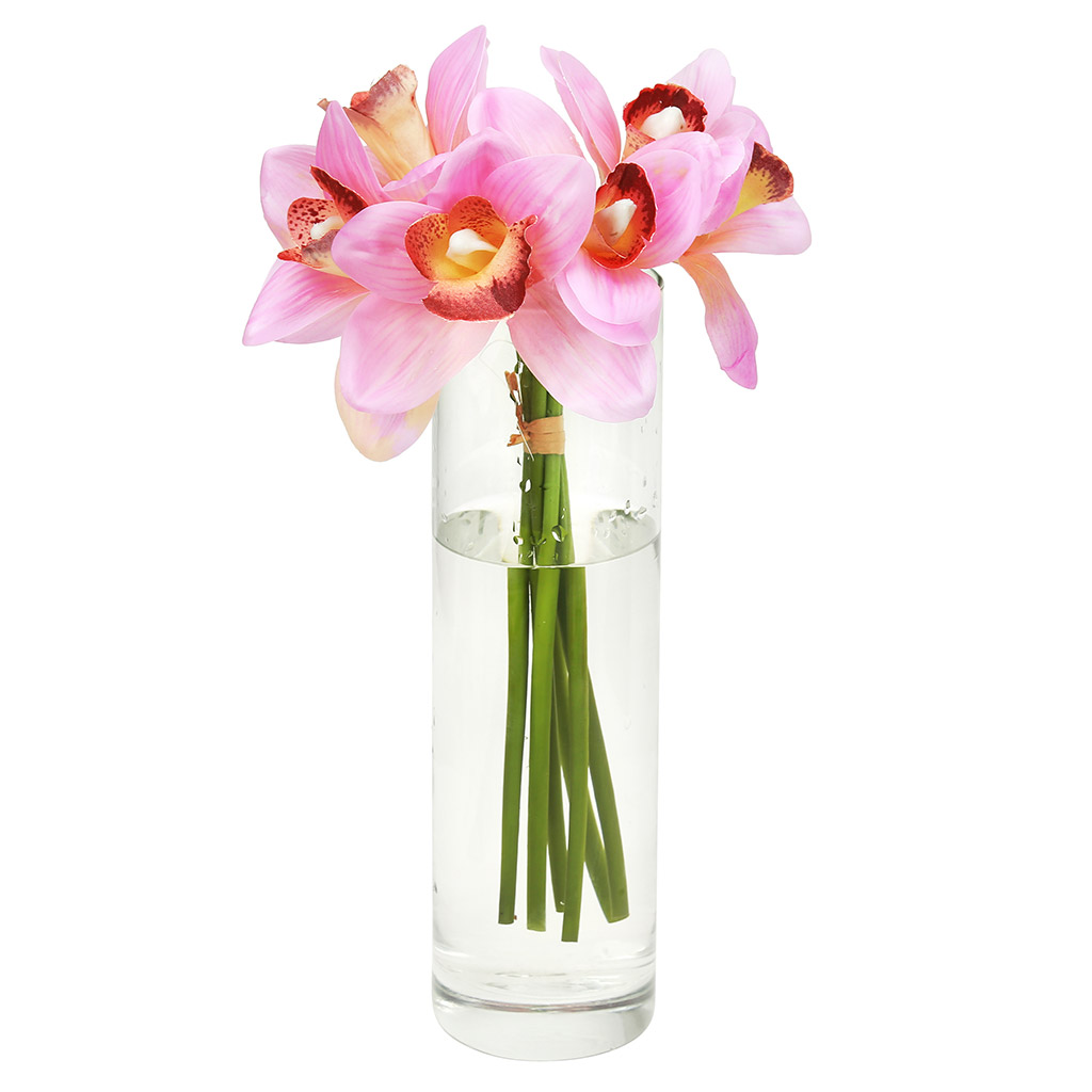 Цветок "Орхидея" цвет - светло-розовый, 28см, набор 6 штук (Китай)