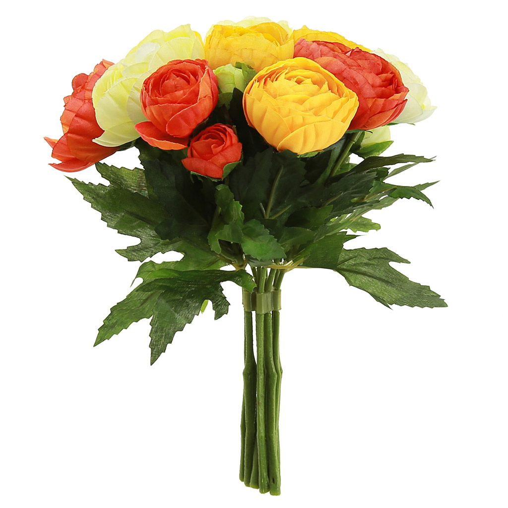 Букет "Роза" цвет - оранжевые тона, 21,5см, 8 цветков - д5х3,5см, 2 цветка - д3х3см, 7 цветков - д2х2см (Китай)