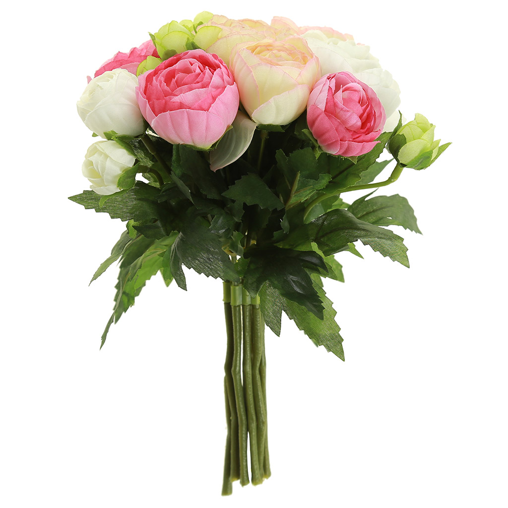 Букет "Роза" цвет - розовые тона, 21,5см, 8 цветков - д5х3,5см, 2 цветка - д3х3см, 7 цветков - д2х2см (Китай)