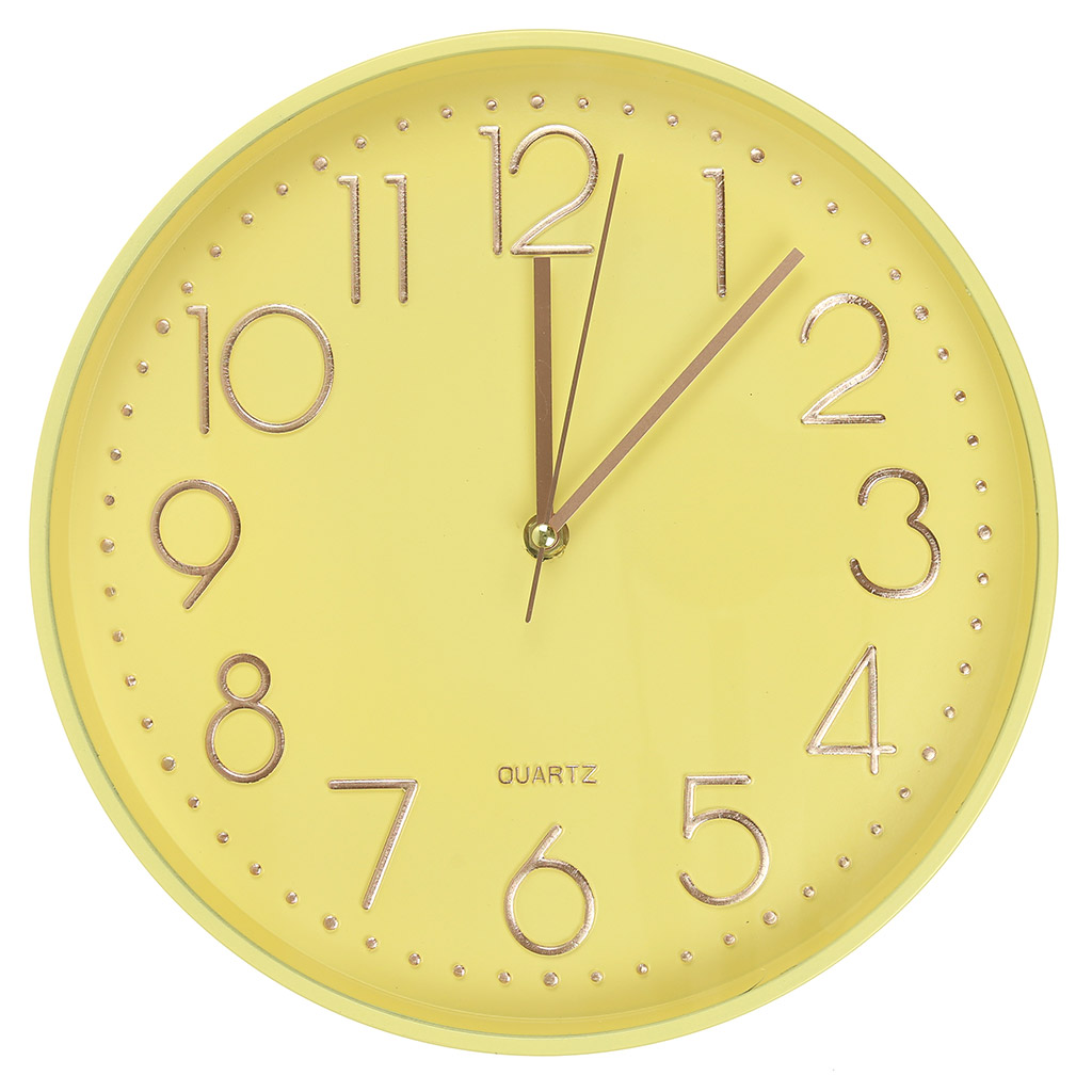 Часы настенные "Грация" д30х4,3см, мягкий ход, циферблат желтый, пластм. желтый (Китай)