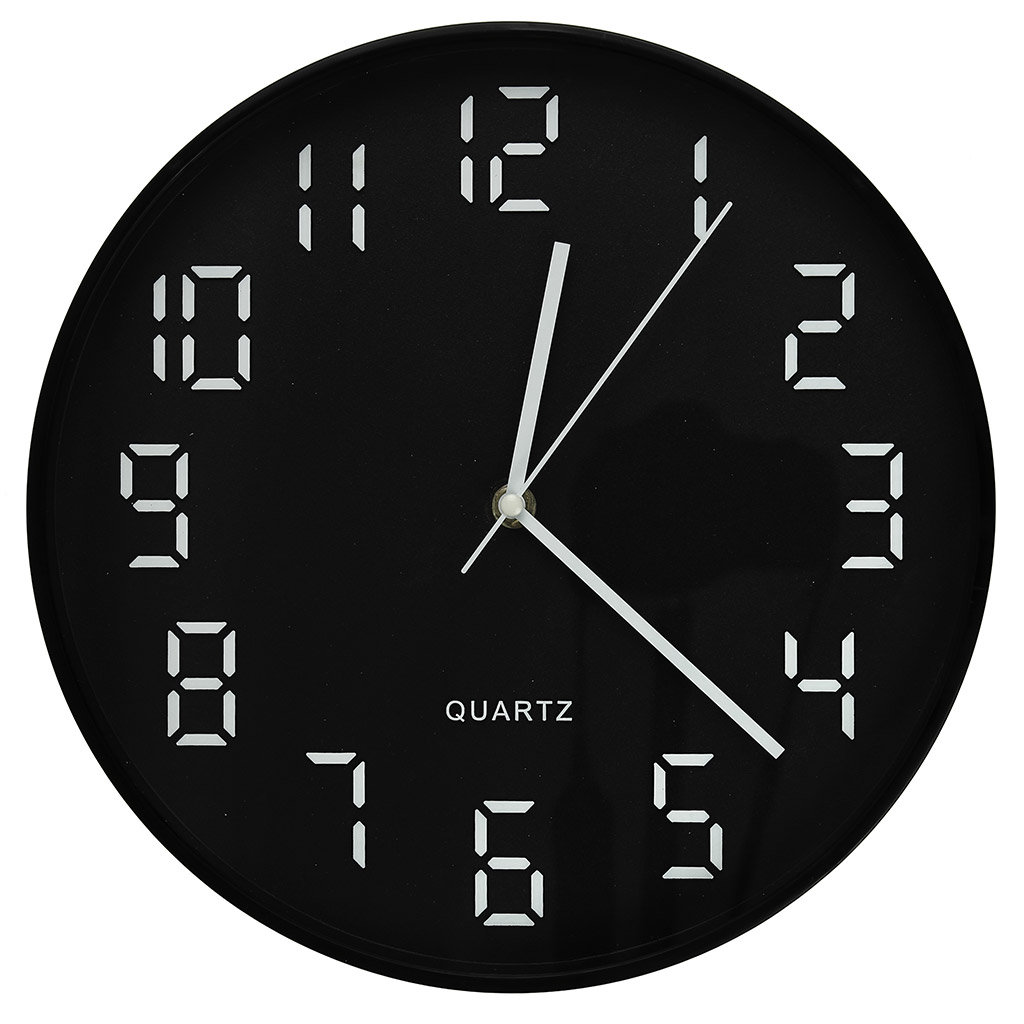 Часы настенные "Некст" д30х4,5см, мягкий ход, циферблат черный, пластм. черный (Китай)