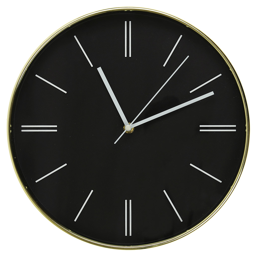 Часы настенные "Момент" д30х4,3см, мягкий ход, циферблат черный, пластм. золото (Китай)