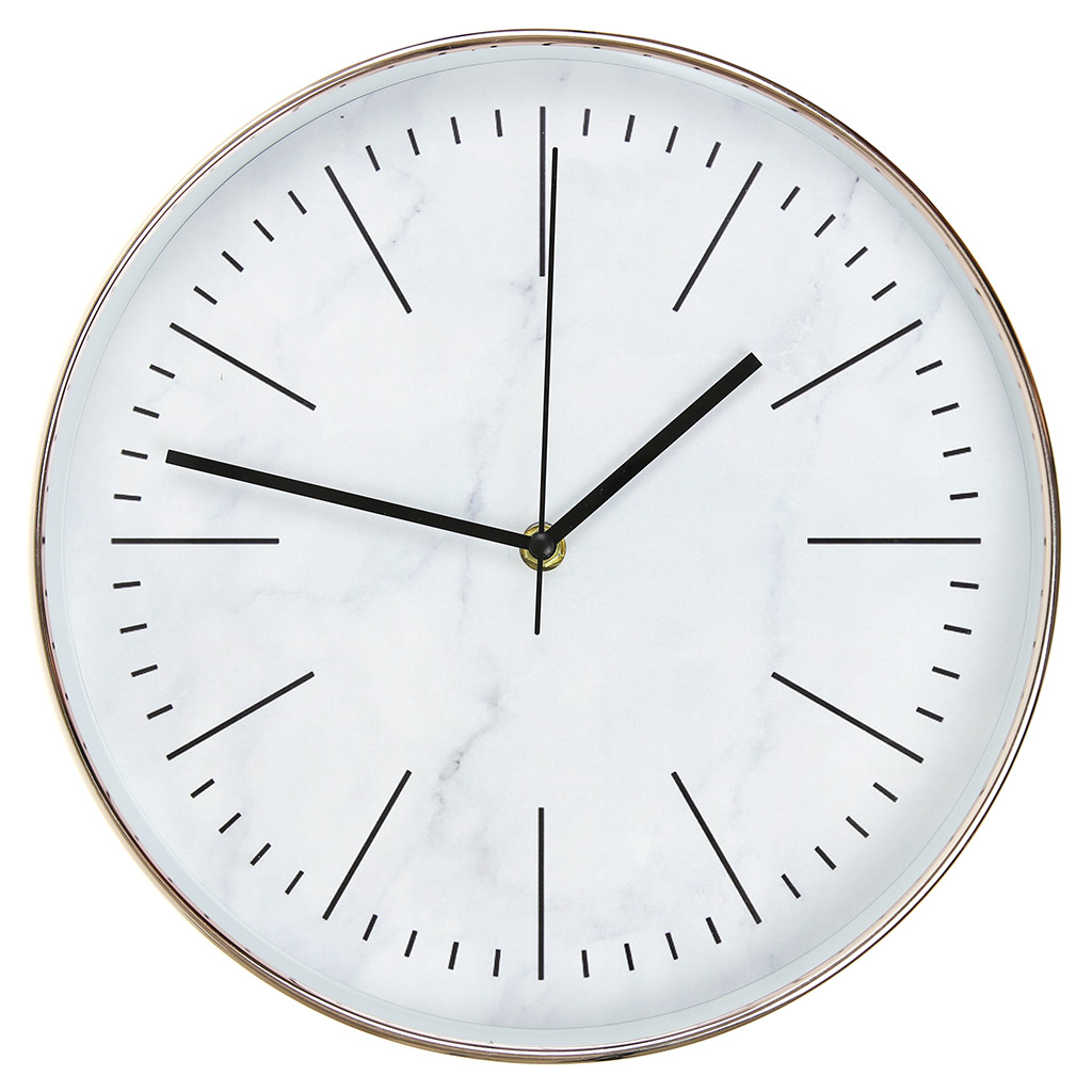 Часы настенные "Мрамор" д30х4,5см, мягкий ход, циферблат фотопечать, пластм. розовое золото (Китай)
