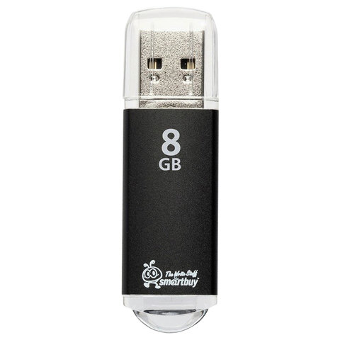 Флеш-диск 8 GB, SMARTBUY V-Cut, USB 2.0, металлический корпус, черный, SB8GBVC-K