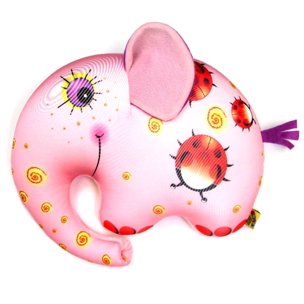 Антистрессовая игрушка "Слоник Руби" 31х28см, большой, трикотаж - полиэстер 100%, наполнитель - гранулы вспененного полистирола, розовый (Россия)