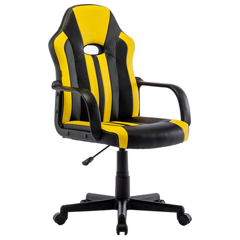 Кресло компьютерное BRABIX Stripe GM-202, экокожа, черное/желтое, 532510