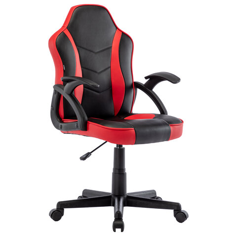 Кресло компьютерное BRABIX Shark GM-203, экокожа, черное/красное, 532512
