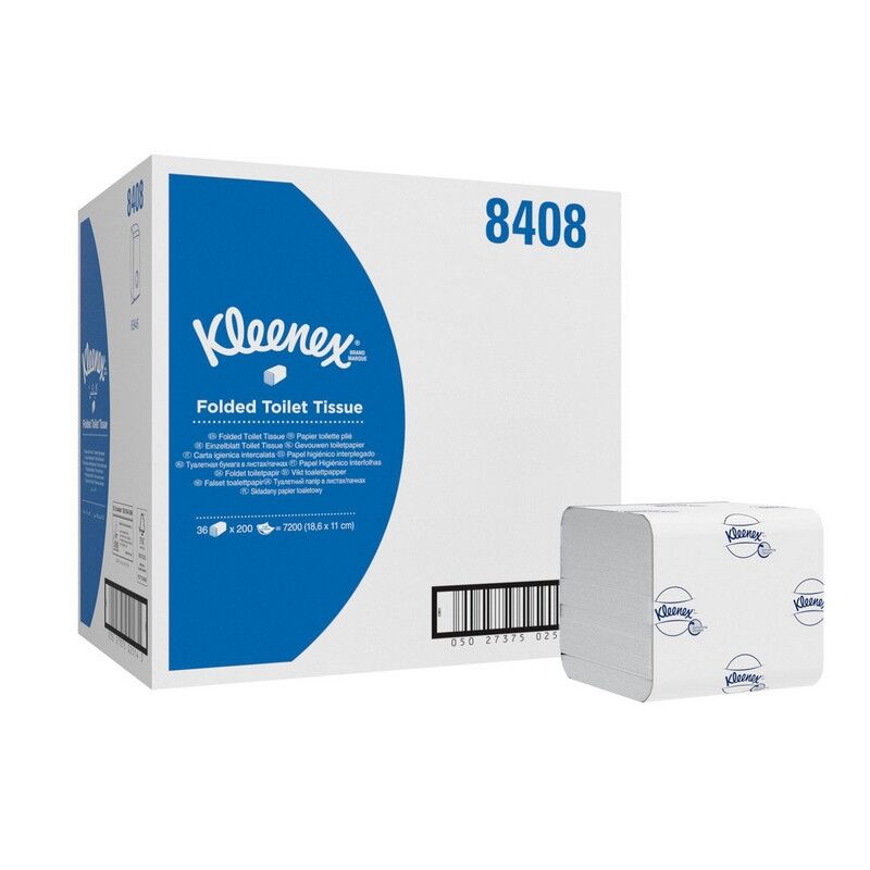 Бумага туалетная листовая для дисп KK Kleenex 2сл бел 200лист 36 пач. 8408