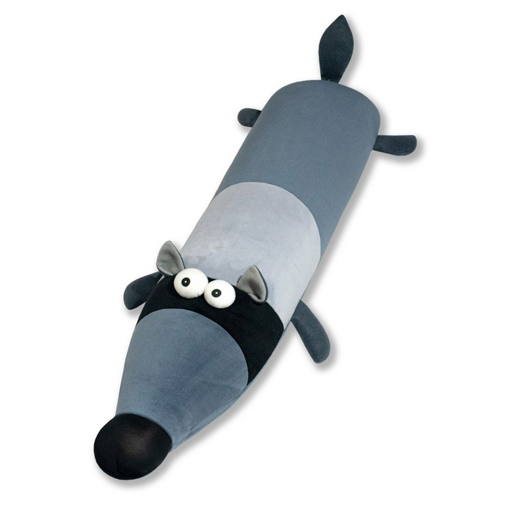 Антистрессовая игрушка-валик "Звери пираты. Волк" 90х20х18см, велюр, наполнитель - гранулы вспененного полистирола (Россия)