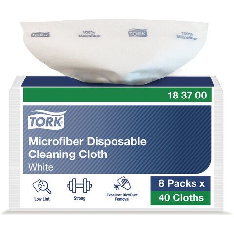 Салфетки для очистки (1 пачка 40 штук), микрофибра, 30х34 см, TORK, 60 г/м2, 183700