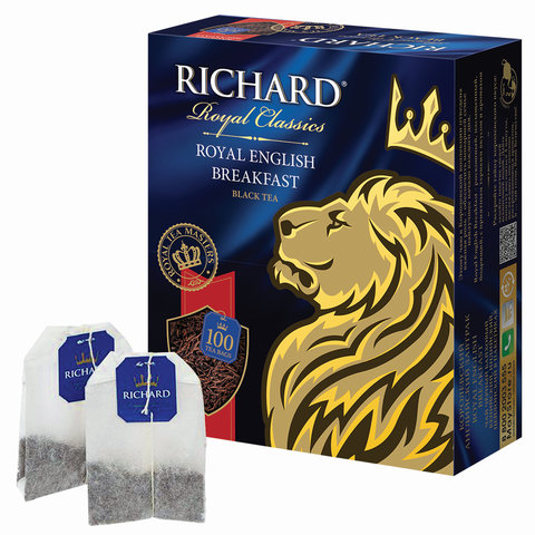 Чай RICHARD (Ричард) Royal English Breakfast, черный, 100 пакетиков по 2 г, 100270