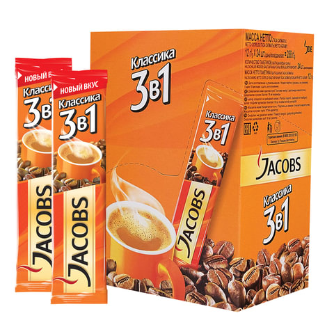 Кофе растворимый JACOBS 3в1 Классик, 12 г, пакетик, 8051395
