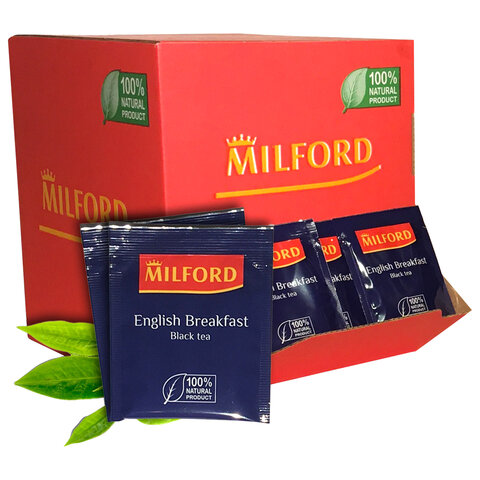 Чай MILFORD English Breakfast, черный, 200 пакетиков в конвертах по 1,75 г, 6990 РК