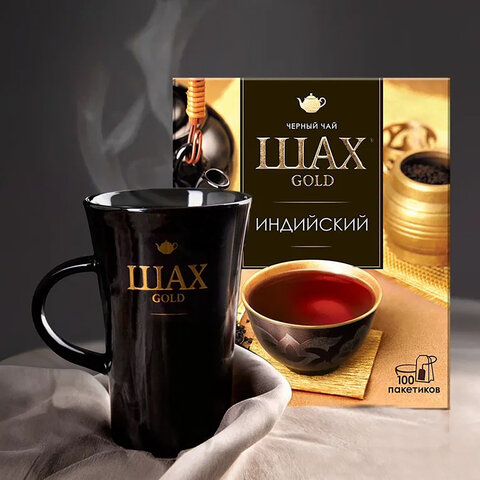 Чай ШАХ Gold Индийский, черный, 100 пакетков по 2 г, 0925-18