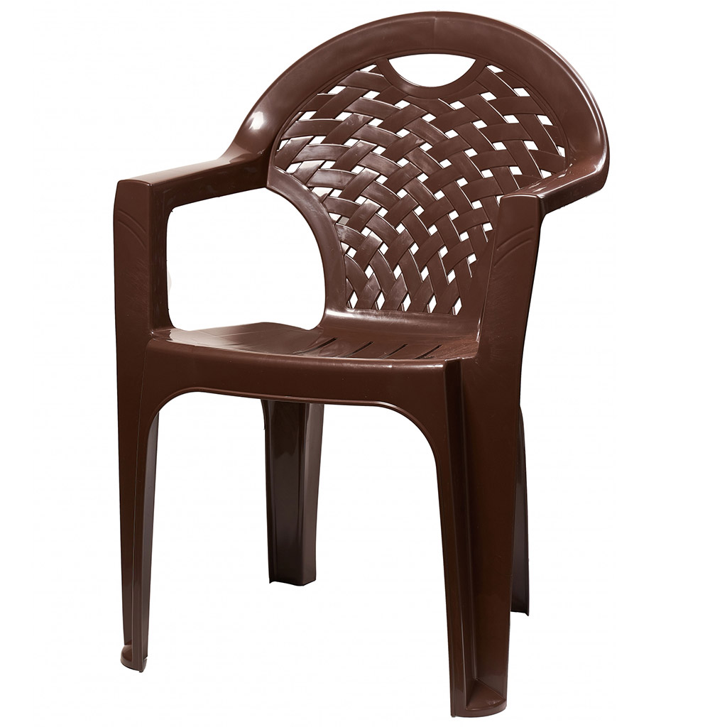 Кресло со спинкой пластмассовое 58,5х54х80см, сиденье 34х40см, коричневый (Россия)