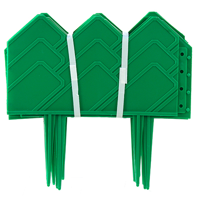 Заборчик-ограждение пластмассовый, 310х14см, 13 секций, h ножек 10см, зеленый (Россия)