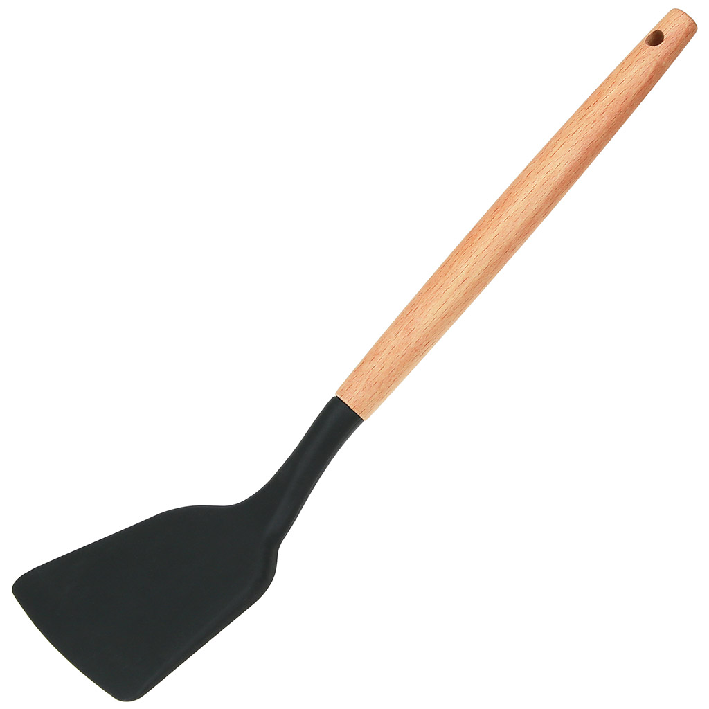"Полесье" Лопатка кулинарная силиконовая 31,5х7,8см, деревянная ручка (Китай)