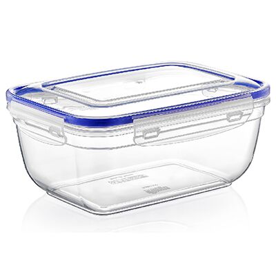 Контейнер для продуктов пластмассовый 4л, 28х19х12см, с клипсами, воздухонепроницаемый (герметичный), съемный силиконовый уплотнитель, подходит для СВЧ (Россия)