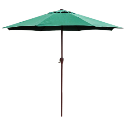Зонт от солнца "Садовый" д270см, 8 лучей, материал купола - полиэстер, h230см, металлический каркас, без опоры, механизм подъема (лебедка), зеленый (Китай)