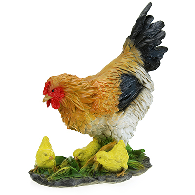 Скульптура-фигура для сада из полистоуна "Курочка с цыплятами" 41х37см (Россия)