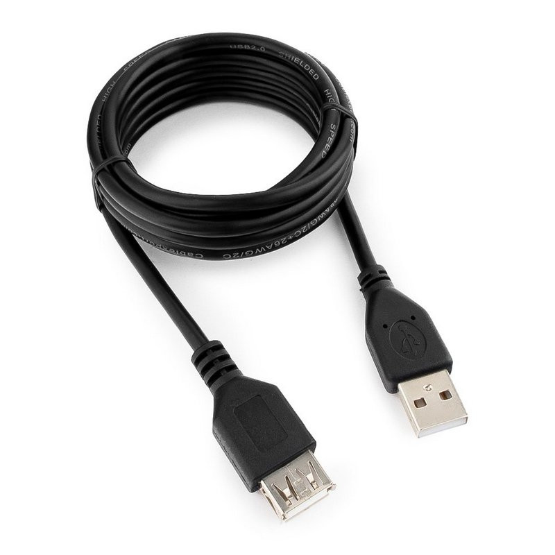 Кабель USB 2.0 AM/AF, 1.8 м, Cablexpert, чер, CCP-USB2-AMAF-6