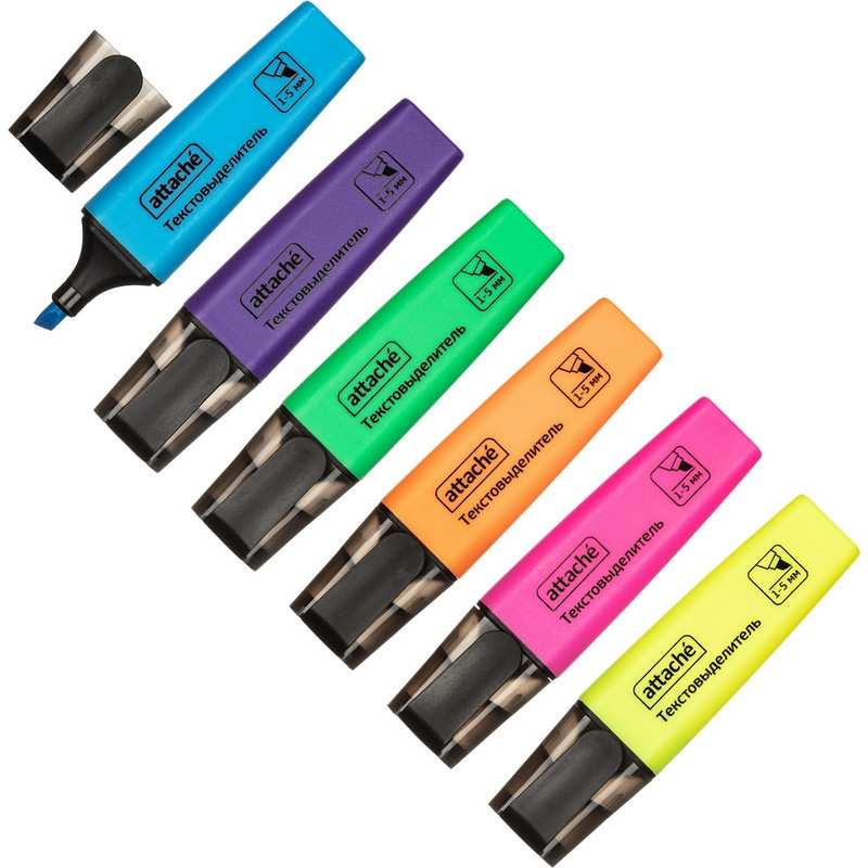 Набор маркеров текстовыделителей Attache Colored 1-5мм набор 6цв