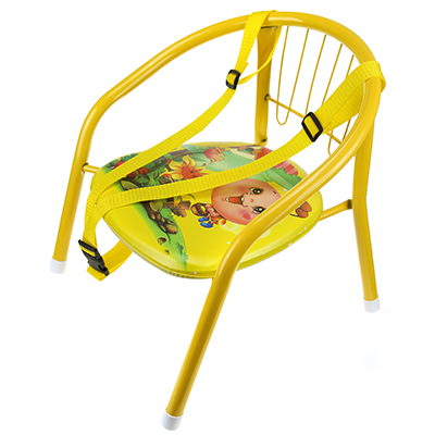 Кресло детское "Лапушка" 35х34см h35см, металлический каркас окрашенный-желтый, мягкое сиденье кожзам с пищалкой (сиденье 16,5х16,5см, h без спинки-17см, д/трубы-1,8см), страховочный ремешок (Китай)