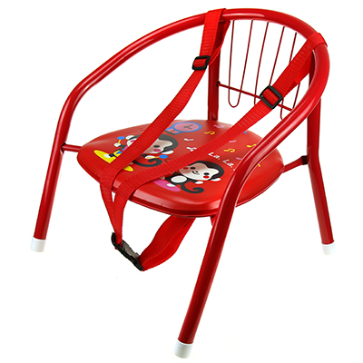 Кресло детское "Лапушка" 35х34см h35см, металлический каркас окрашенный-красный, мягкое сиденье кожзам с пищалкой (сиденье 16,5х16,5см, h без спинки-17см, д/трубы-1,8см), страховочный ремешок (Китай)