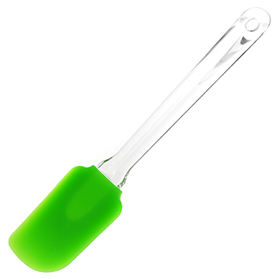 Лопатка кулинарная силиконовая 25см, прозрачная ручка, цвета микс (Китай)
