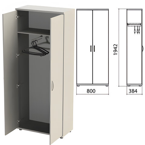Шкаф для одежды "Этюд", 800х384х1942 мм, цвет серый (КОМПЛЕКТ)