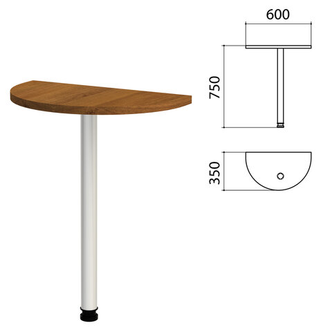 Стол приставной полукруг "Этюд", 600х350х750 мм, орех (КОМПЛЕКТ)