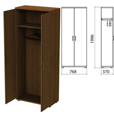 Шкаф для одежды "Этюд", 768х370х1996 мм, орех (КОМПЛЕКТ)