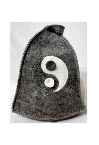 Шапка банная с аппликацией ИНЬ-ЯНЬ войлок п/ш темный