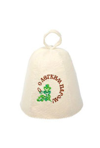 Шапка банная с принтом С ЛЕГКИМ ПАРОМ войлок п/ш светлый