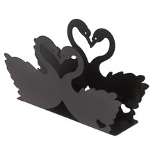 Салфетница металлическая, окрашенная "Лебеди" 15,7х5см h9,2см, цвет - черный матовый (Китай)