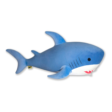 Антистрессовая игрушка "Акула" 51х23х22см, красный рот, велюр, наполнитель - гранулы вспененного полистирола, голубой (Россия)