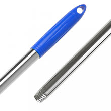 Рукоятка (черенок) для швабры из нержавеющей стали 130х2,2см "Люкс-2" с резьбой, пластмассовый наконечник