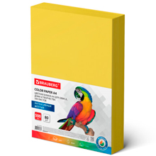 Бумага цветная BRAUBERG, А4, 80 г/м2, 500 л., интенсив, желтая, для офисной техники