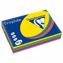 Бумага цветная CLAIREFONTAINE, А4, 80 г/м2, 500 л. (5 цветов x 100 л.), микс интенсив, Франция