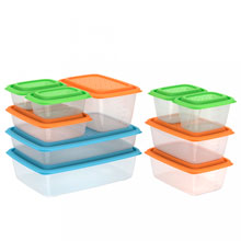 Контейнер для продуктов пластмассовый "Гурман-7", набор 10шт: 0,31л 2шт, 0,45л 2шт, 0,8л, 1,1л 2шт, 1,5л, 1,8л, 2,7л, полипропилен, подходит для СВЧ и заморозки