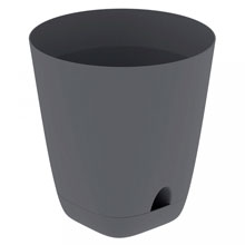 Горшок для цветов "Гранд" 4л, д19см, h20см, с поддоном, система прикорневого полива, графит, полипропилен (Россия)