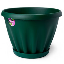 Горшок для цветов пластмассовый "Знатный" 11л, д32см, h23,5см, с поддоном, темно-зеленый (Россия)