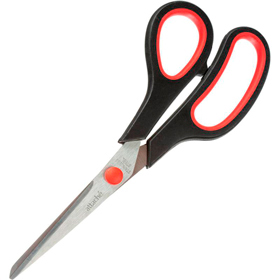 Ножницы 190 мм Attache Economy с пластиковыми прорезиненными анатомическими ручками красного/черного цвета