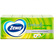 Платочки носовые Zewa Deluxe Aroma Ромашка бумажные 3-х слойные, 10 шт
