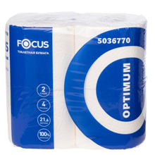 Бумага туалетная Focus Optimum, 2 слойн, мини-рулон, 22 м/рул, 4шт., тиснение, белая